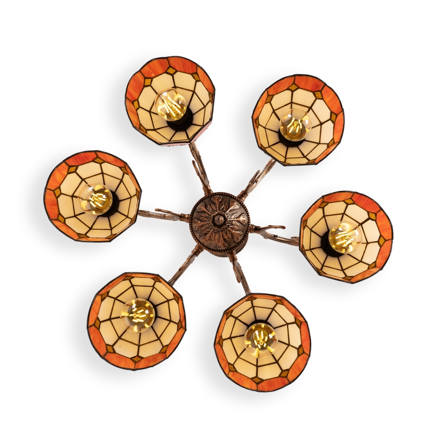 Brilagi - Tiffany vitrázs felületre szerelhető csillár SIENNA 6xE27/60W/230V Ø 60 cm