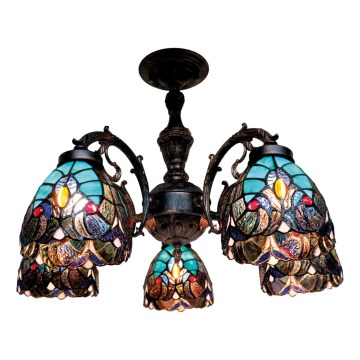 BRILAGI - Tiffany vitrázs felületre szerelt csillár CORAL 5xE27/60W/230V átm. 60 cm