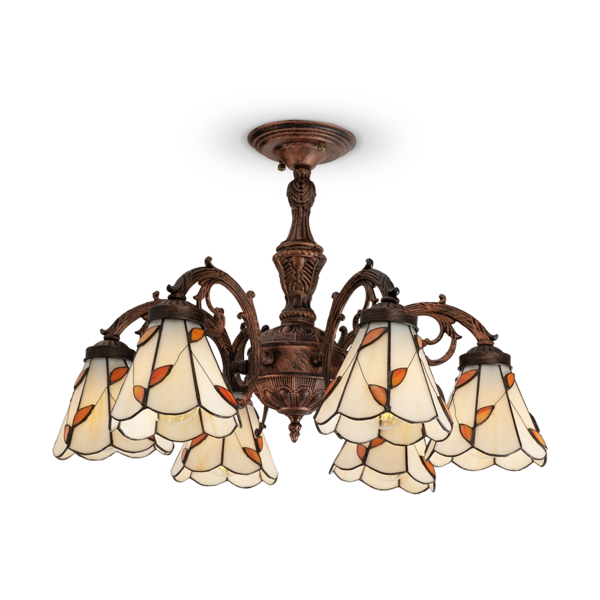 Brilagi - Tiffany vitrázs felületre szerelt csillár FOLIA 6xE27/60W/230V átmérő 60 cm