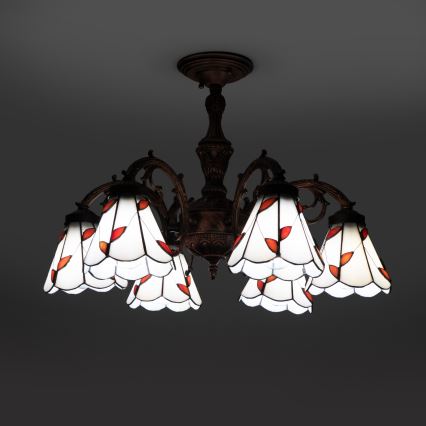 Brilagi - Tiffany vitrázs felületre szerelt csillár FOLIA 6xE27/60W/230V átmérő 60 cm