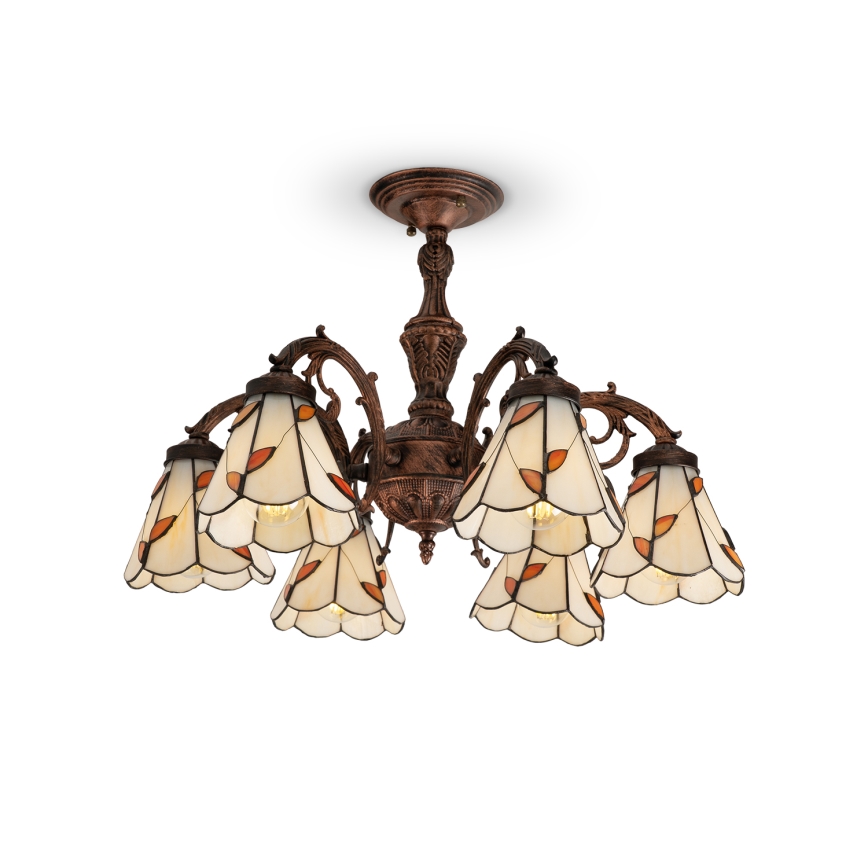 Brilagi - Tiffany vitrázs felületre szerelt csillár FOLIA 6xE27/60W/230V átmérő 60 cm
