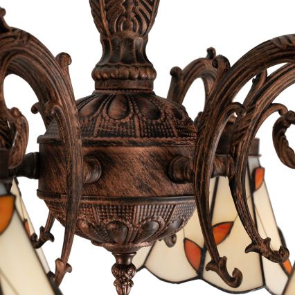 Brilagi - Tiffany vitrázs felületre szerelt csillár FOLIA 6xE27/60W/230V átmérő 60 cm
