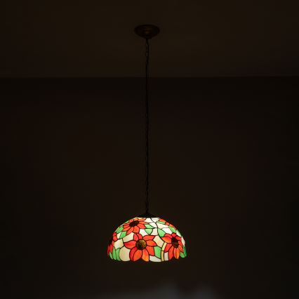 Brilagi - Tiffany vitrázs láncos csillár SUNFLOWER 1x E27/60W/230V Ø 40 cm