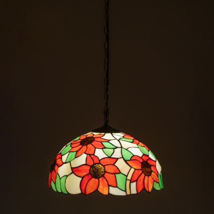 Brilagi - Tiffany vitrázs láncos csillár SUNFLOWER 1x E27/60W/230V Ø 40 cm