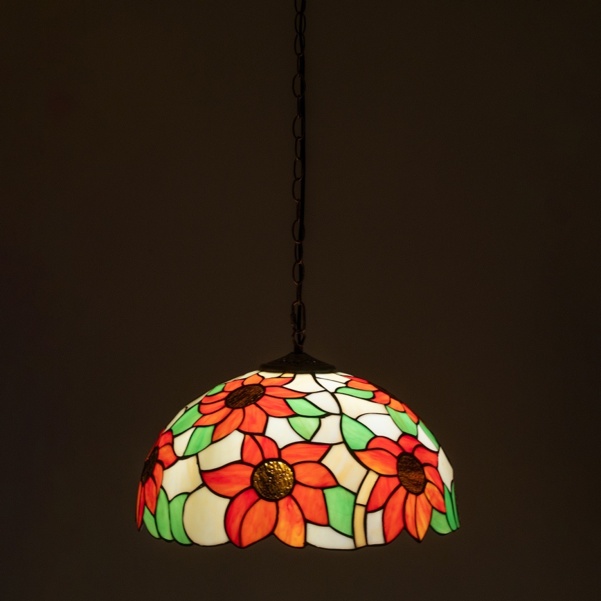 Brilagi - Tiffany vitrázs láncos csillár SUNFLOWER 1x E27/60W/230V Ø 40 cm