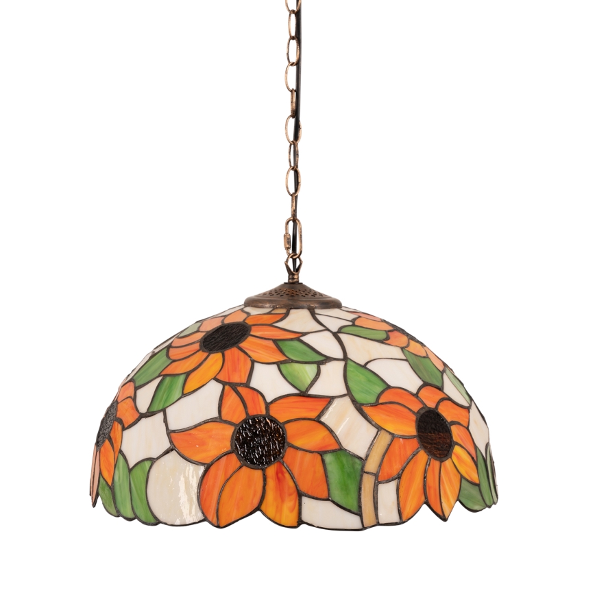 Brilagi - Tiffany vitrázs láncos csillár SUNFLOWER 1x E27/60W/230V Ø 40 cm