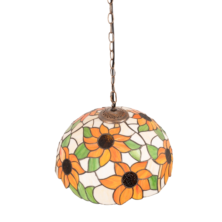 Brilagi - Tiffany vitrázs láncos csillár SUNFLOWER 1x E27/60W/230V Ø 40 cm