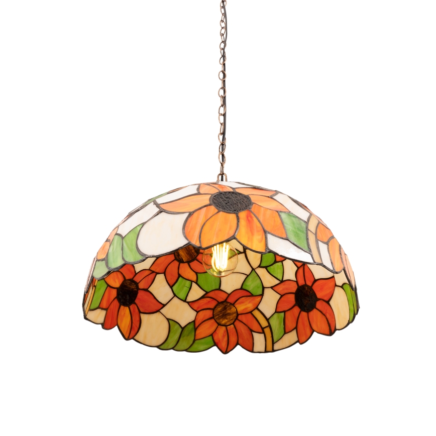 Brilagi - Tiffany vitrázs láncos csillár SUNFLOWER 1x E27/60W/230V Ø 40 cm