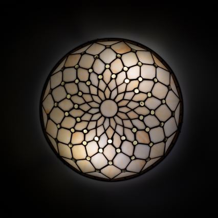 Brilagi - Tiffany-vitrázs mennyezeti lámpa elefántcsont 2xE27/60W/230V átm. 40 cm