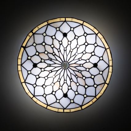 Brilagi - Tiffany vitrázs mennyezeti lámpa elefántcsont 3x E27 / 60 W / 230 V, átmérő 40 cm