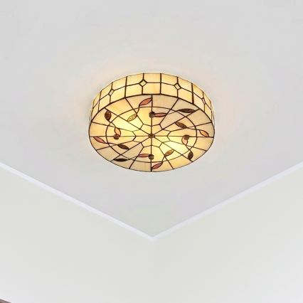 Brilagi - Tiffany vitrázs mennyezeti lámpa FOLIA 3xE27/60W/230V átm. 40 cm