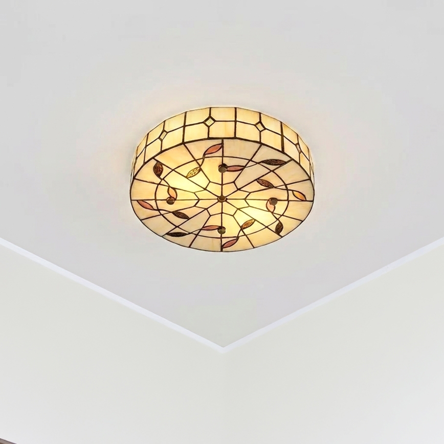 Brilagi - Tiffany vitrázs mennyezeti lámpa FOLIA 3xE27/60W/230V átm. 40 cm