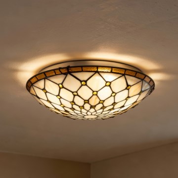 Brilagi - Tiffany vitrázs mennyezeti lámpa IVORY 2xE27/60W/230V átmérő 40 cm