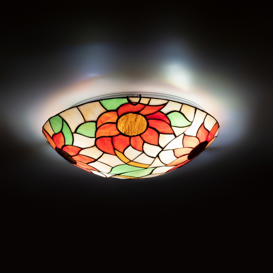Brilagi - Tiffany vitrázs mennyezeti lámpa SUNFLOWER 2xE27/60W/230V átm. 40 cm