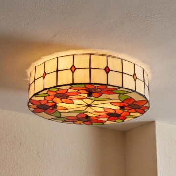 BRILAGI - Tiffany vitrázs mennyezeti lámpa SUNFLOWER 2xE27/60W/230V Ø 40 cm