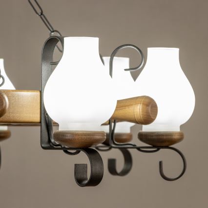 Brilagi - TIMONA láncos csillár, 8xE14/40W/230V, átmérő 70 cm, bükk/dió