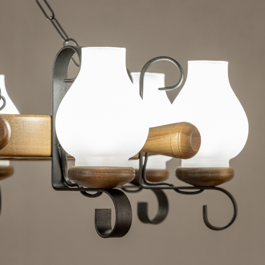 Brilagi - TIMONA láncos csillár, 8xE14/40W/230V, átmérő 70 cm, bükk/dió