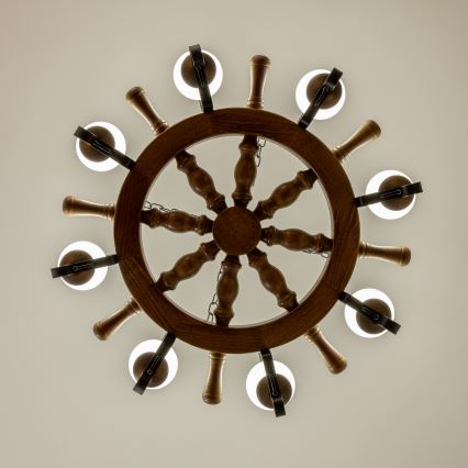 Brilagi - TIMONA láncos csillár, 8xE14/40W/230V, átmérő 70 cm, bükk/dió