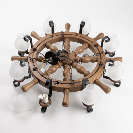 Brilagi - TIMONA láncos csillár, 8xE14/40W/230V, átmérő 70 cm, bükk/dió