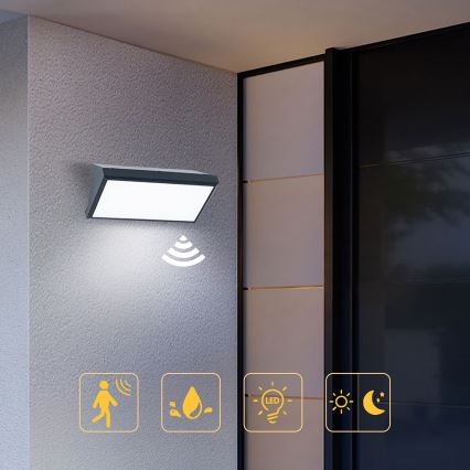 Brilagi - LED kültéri fali lámpa mozgásérzékelővel TRIANGLE LED/20W/230V antracit IP65