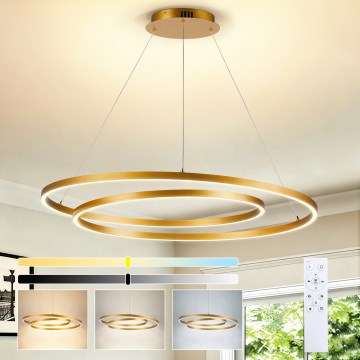 Brilagi - TWISTER kábellel függesztett, dimmelhető LED csillár, 105 W, 230 V, 3000-6000 K, aranyszínű + távirányító