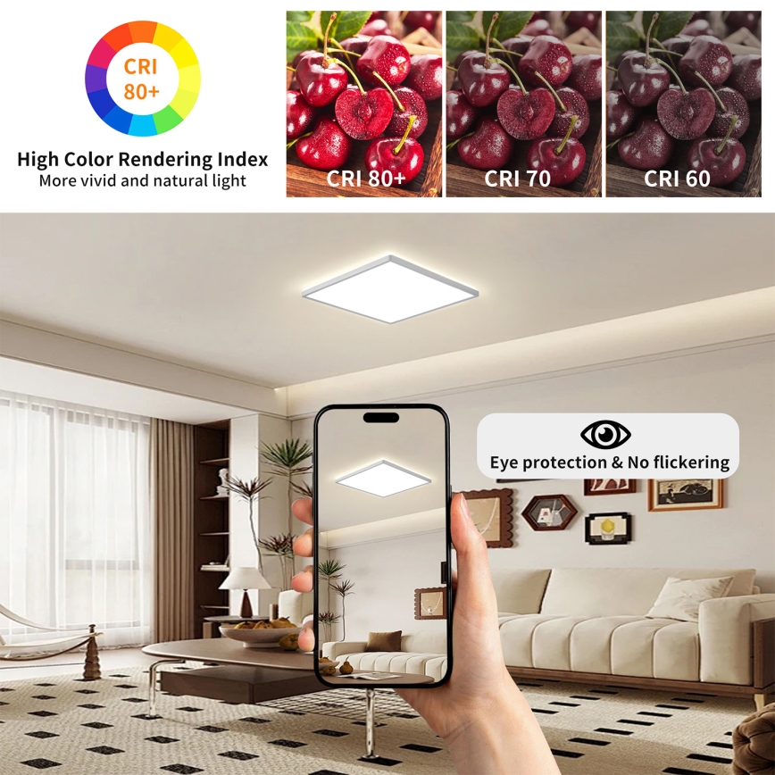 Brilagi - LED fürdőszobai mennyezeti lámpa ULTRA SLIM LED/24W/230V 42x42 cm ezüstszínű IP54