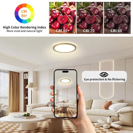 Brilagi - LED fürdőszobai mennyezeti lámpa ULTRA SLIM LED/12W/230V Ø 22,5 cm arany IP54