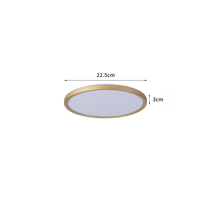 Brilagi - LED fürdőszobai mennyezeti lámpa ULTRA SLIM LED/12W/230V Ø 22,5 cm arany IP54