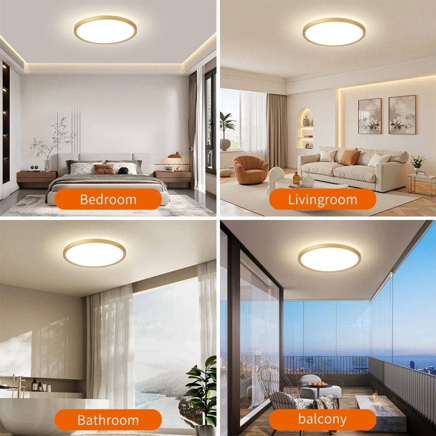 Brilagi - ULTRA SLIM LED fürdőszobai mennyezeti lámpa LED/24W/230V, Ø 42 cm, arany, IP54