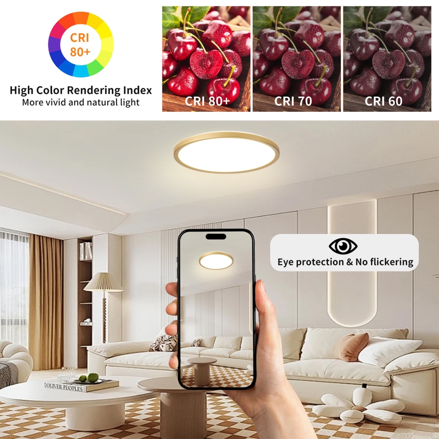 Brilagi - ULTRA SLIM LED fürdőszobai mennyezeti lámpa LED/24W/230V, Ø 42 cm, arany, IP54