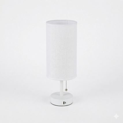 Brilagi - USB-portos asztali lámpa TABLON 1xE27/25W/230V fehér