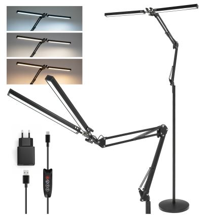 Brilagi - VARIO LED fényerőszabályozható, flexibilis állólámpa 14W/230V 3000-6000K 157 cm fekete