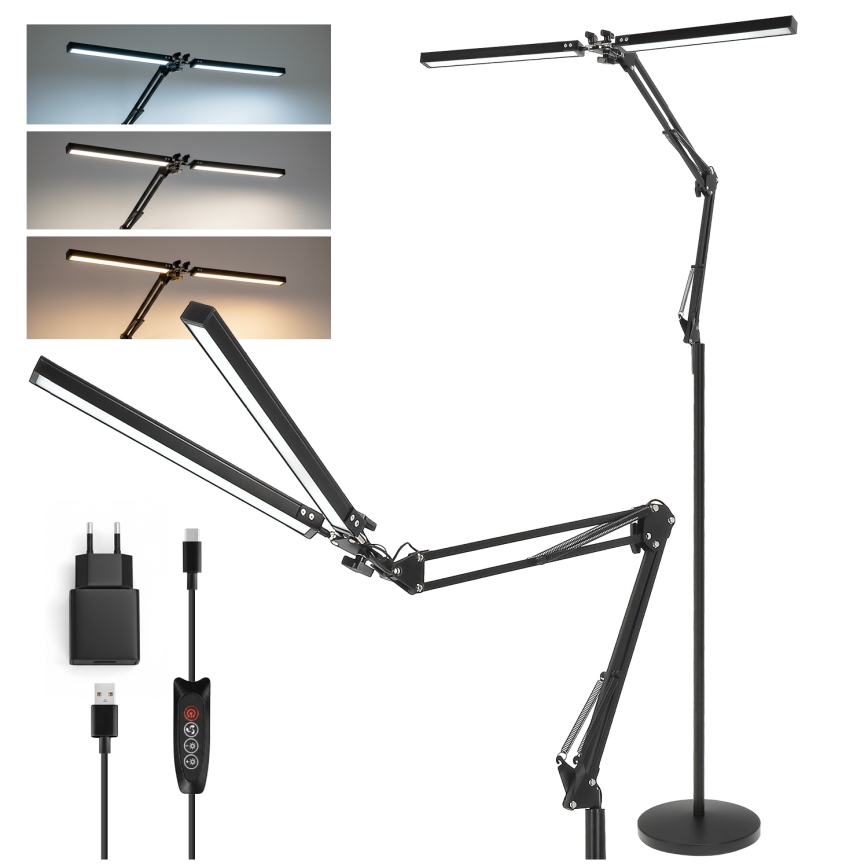 Brilagi - VARIO LED fényerőszabályozható, flexibilis állólámpa 14W/230V 3000-6000K 157 cm fekete