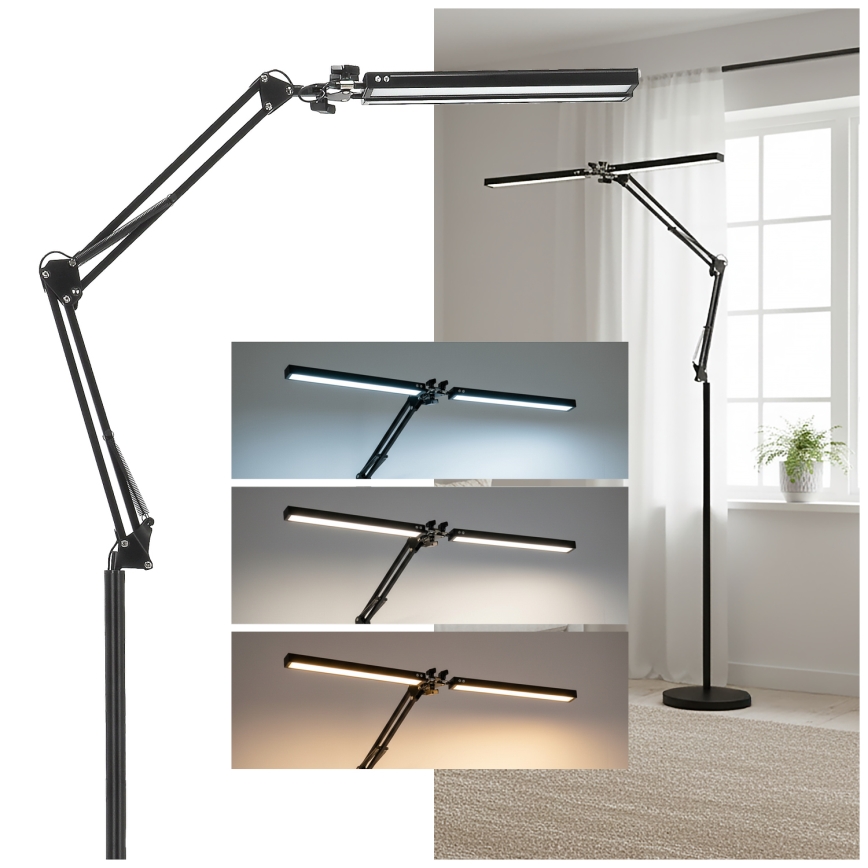 Brilagi - VARIO LED fényerőszabályozható, flexibilis állólámpa 14W/230V 3000-6000K 157 cm fekete
