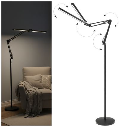 Brilagi - VARIO LED fényerőszabályozható, flexibilis állólámpa 14W/230V 3000-6000K 157 cm fekete