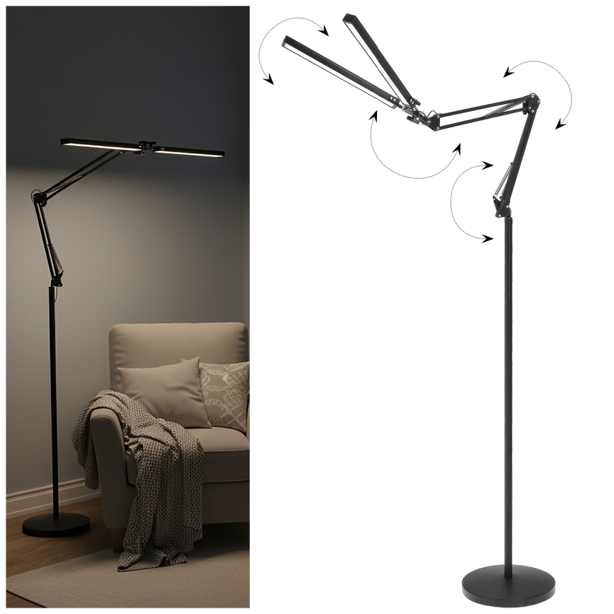Brilagi - VARIO LED fényerőszabályozható, flexibilis állólámpa 14W/230V 3000-6000K 157 cm fekete