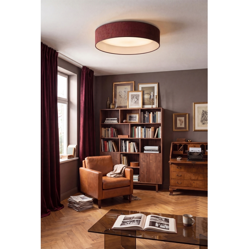 Brilagi - VELVET SIMPLE LED mennyezeti lámpatest, 36 W / 230 V / 3000 K, átmérő 55 cm, bordó