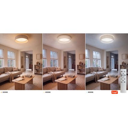 Brilagi - LED dimmelhető mennyezeti lámpatest VELVET SMARTIX LED/24W/230V 3000-6000K Ø 45 cm krémszínű Wi-Fi Tuya Beacon + távirányító
