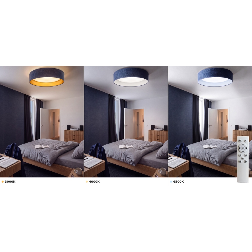 Brilagi - Dimmelhető LED mennyezeti lámpatest VELVET SMART VARI LED/36W/230V 3000-6500K átm. 55 cm kék + távirányító