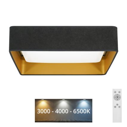 Brilagi - VELVET SQUARE dimmelhető LED mennyezeti lámpa, 24W/230V, 43x43 cm, 3000/4000/6500K, távirányító, szürke