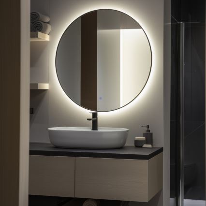 Brilagi - LED fürdőszobai tükör VENA BLACK LED/26W/230V Ø 80 cm IP44 CRI 90 dimmelhető + CCT