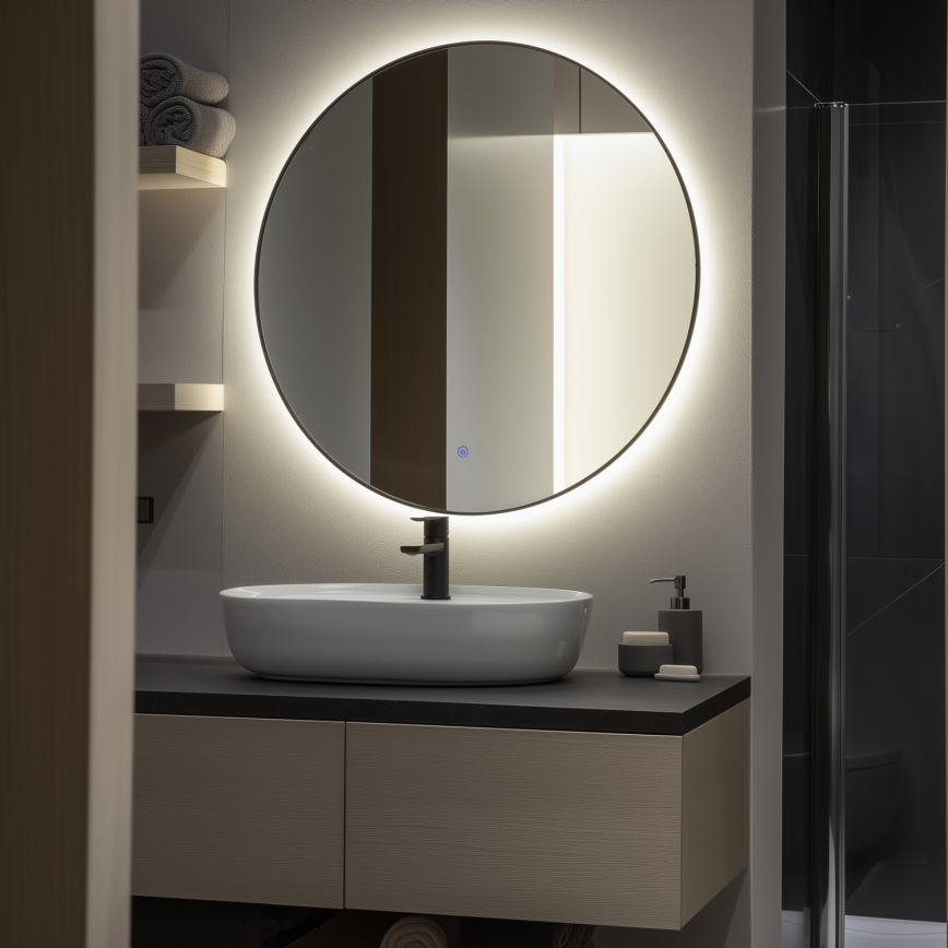Brilagi - LED fürdőszobai tükör VENA BLACK LED/26W/230V Ø 80 cm IP44 CRI 90 dimmelhető + CCT