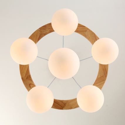 Brilagi - VISBY WOOD kábellel függesztett csillár, 6xE27/60W/230V, Ø 58 cm, fa