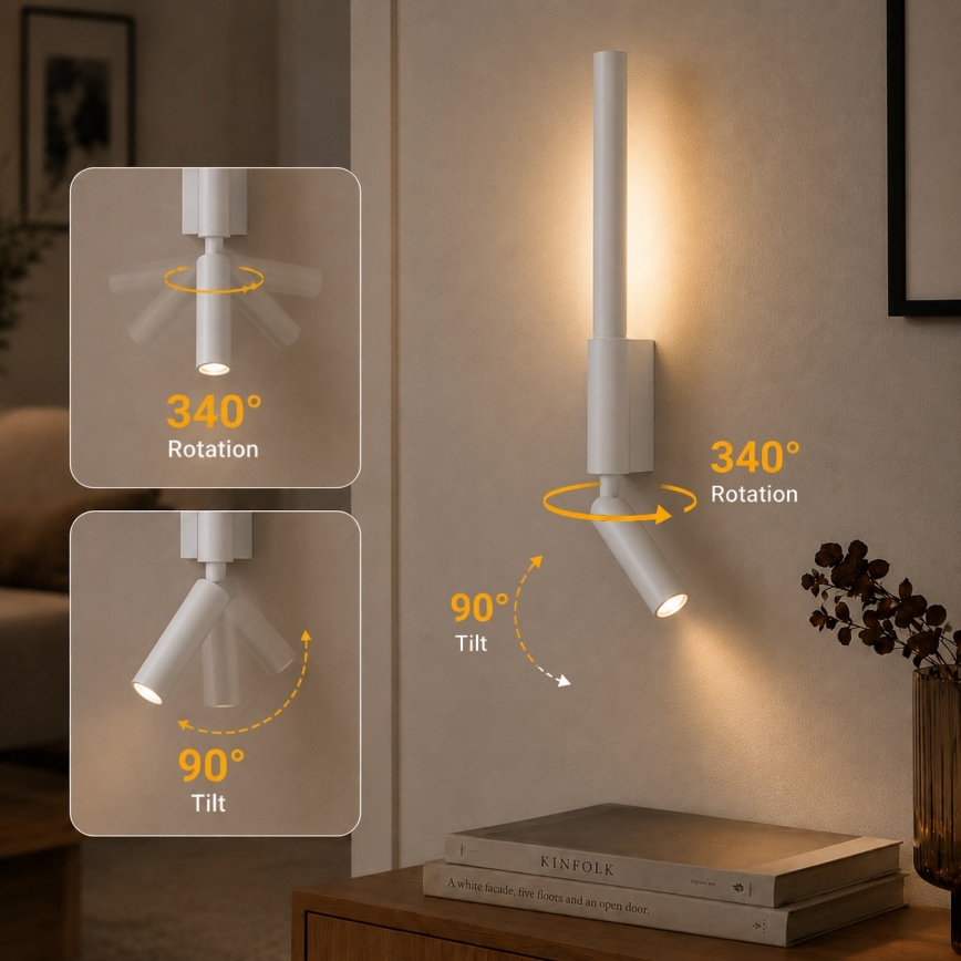Brilagi - VIXON LED fali spotlámpa LED/3W/230V + LED/5W fehér CRI 90