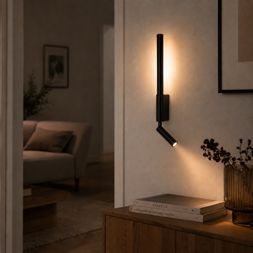 Brilagi - VIXON LED fali spotlámpa LED/3W/230V + LED/5W fekete CRI 90