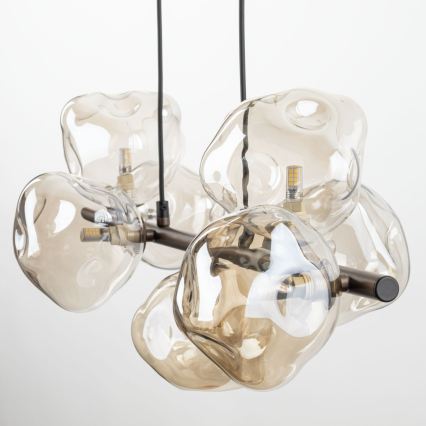 Brilagi - VULCANO kábelen függesztett csillár 7xG9/8W/230V bronz/füstös bézs