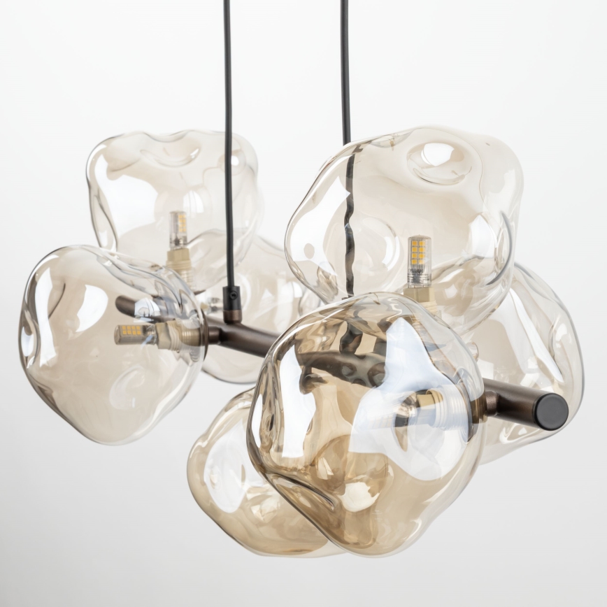 Brilagi - VULCANO kábelen függesztett csillár 7xG9/8W/230V bronz/füstös bézs