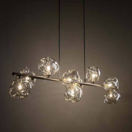 Brilagi - VULCANO kábeles csillár 9xG9/8W/230V barna/füstös bézs