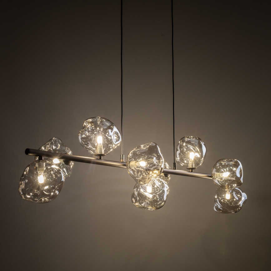 Brilagi - VULCANO kábeles csillár 9xG9/8W/230V barna/füstös bézs