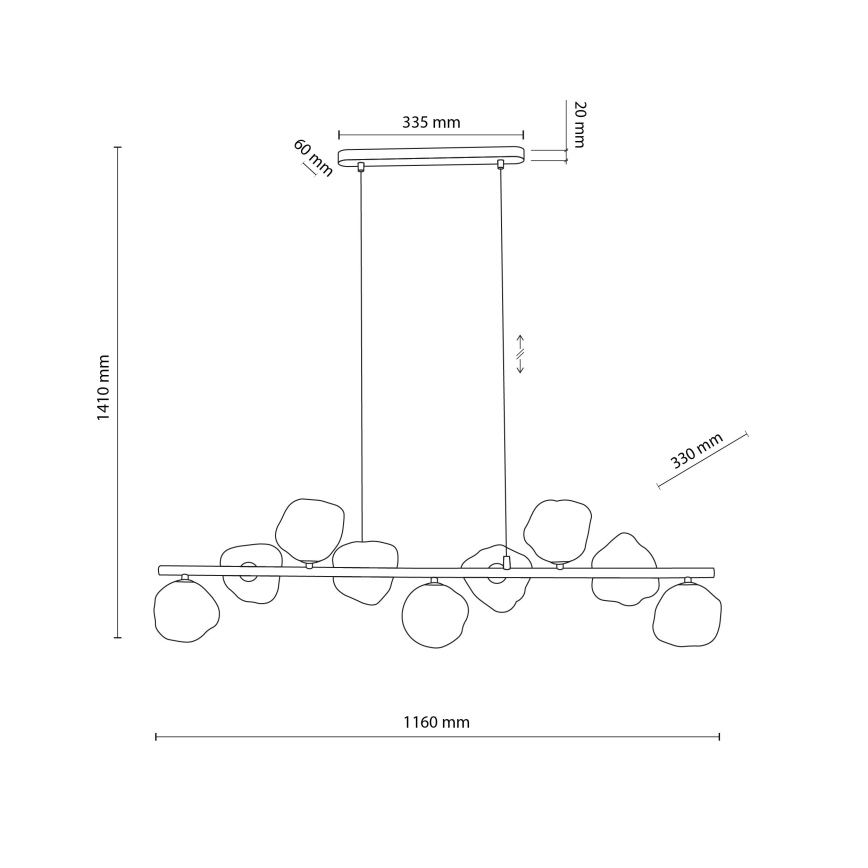 Brilagi - VULCANO kábeles csillár 9xG9/8W/230V barna/füstös bézs